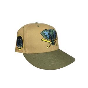 New Era Men’s 8 Oakland Athletics Fitted Hat Tan Olive Green 50 Years